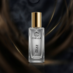 Chella Rizz perfume bottle on a dark background